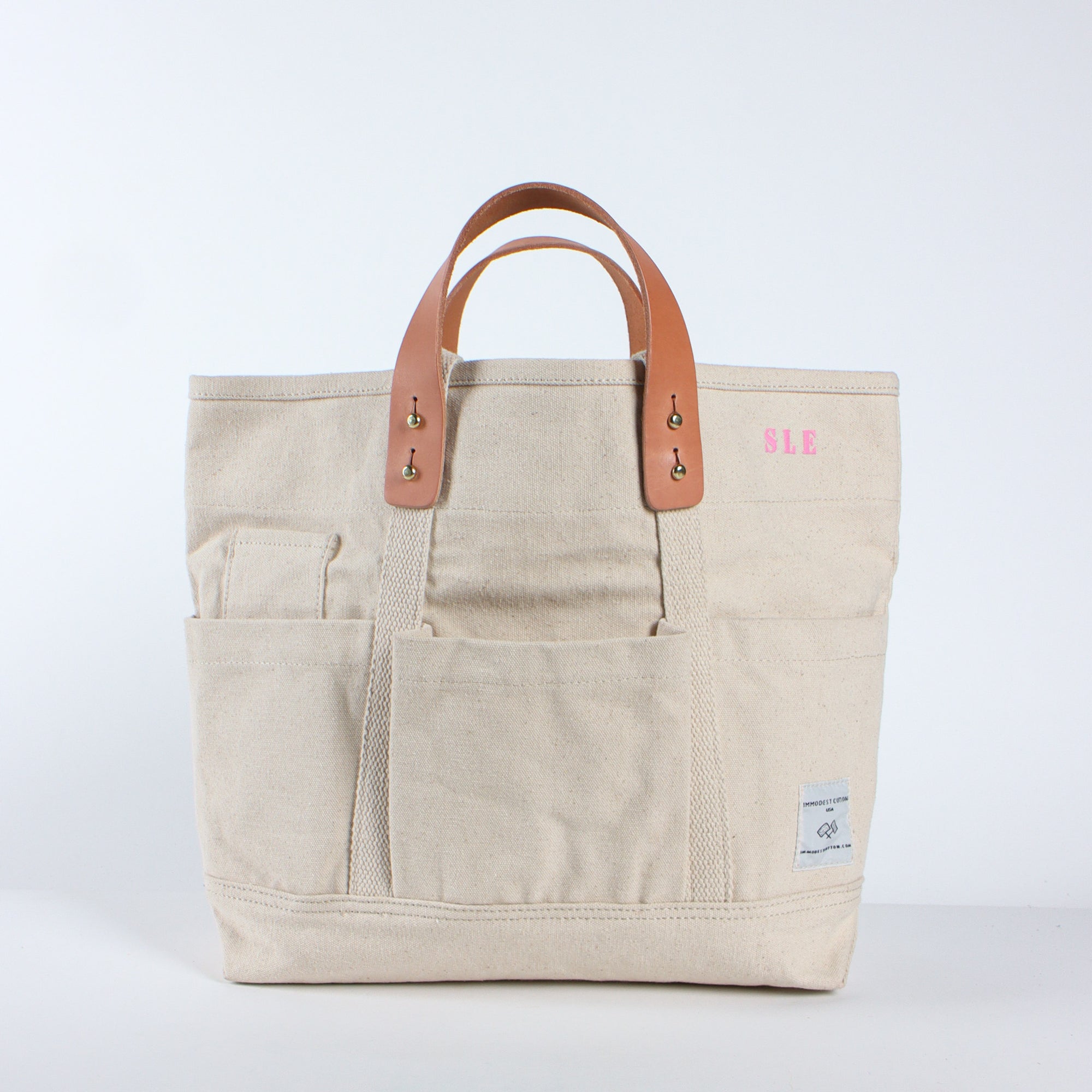 Construction Tote | Natural / Pink Monogram (sample)