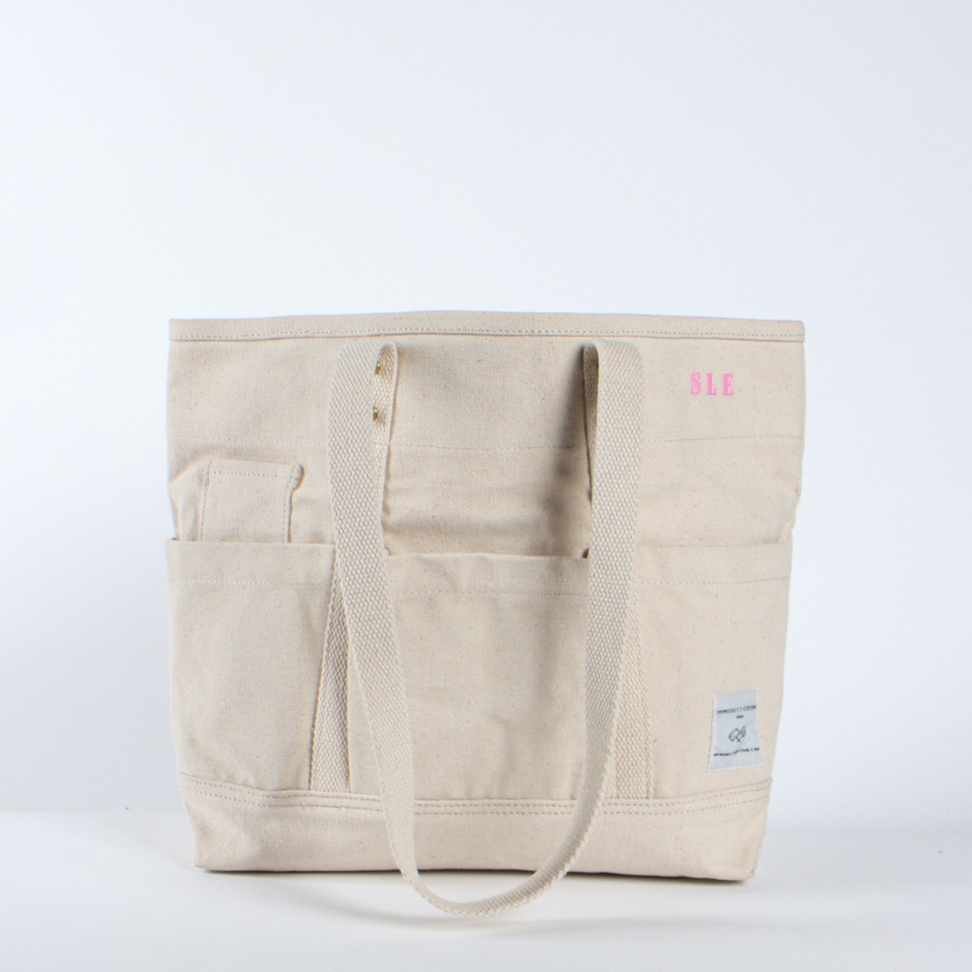 Construction Tote | Natural / Pink Monogram (sample)
