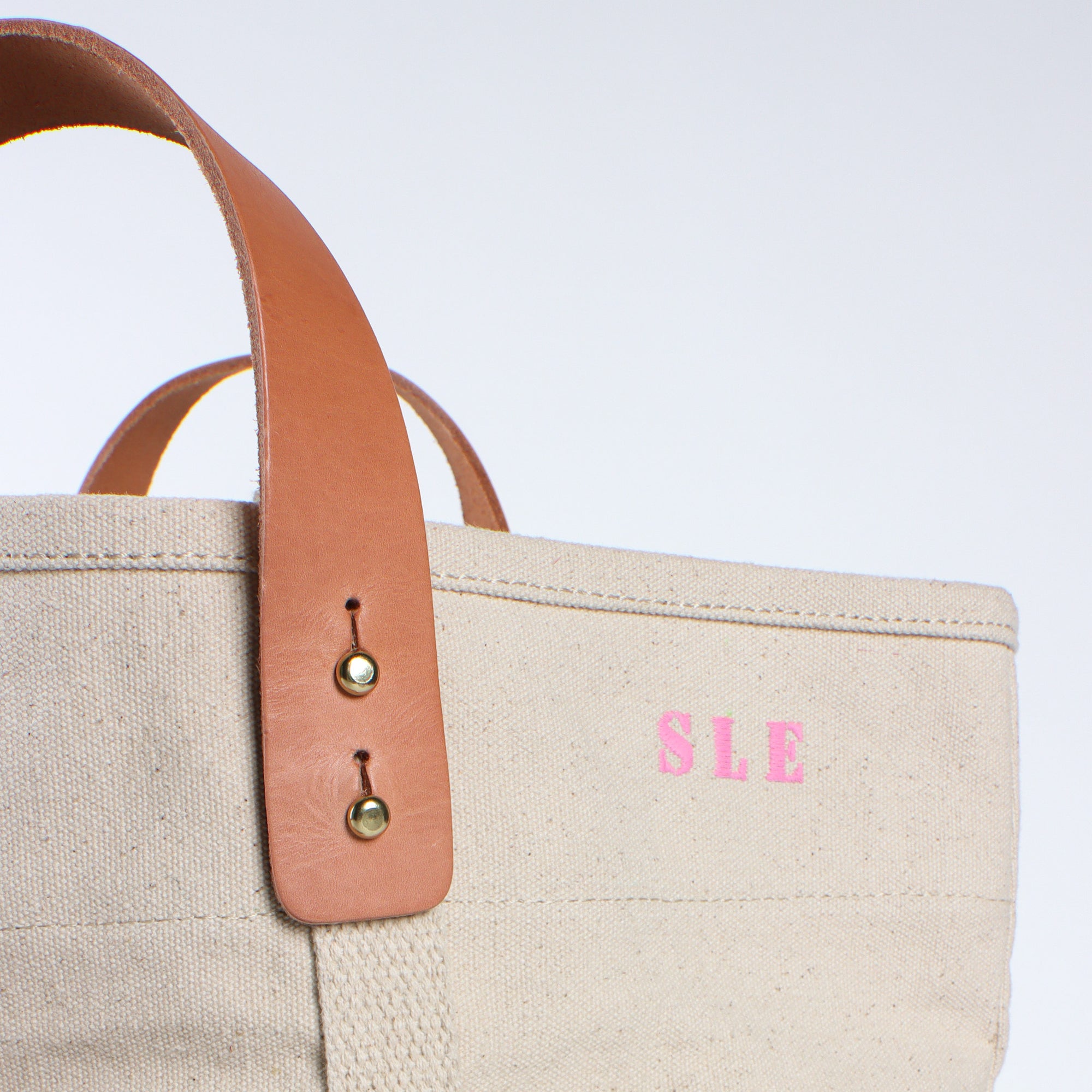 Construction Tote | Natural / Pink Monogram (sample)