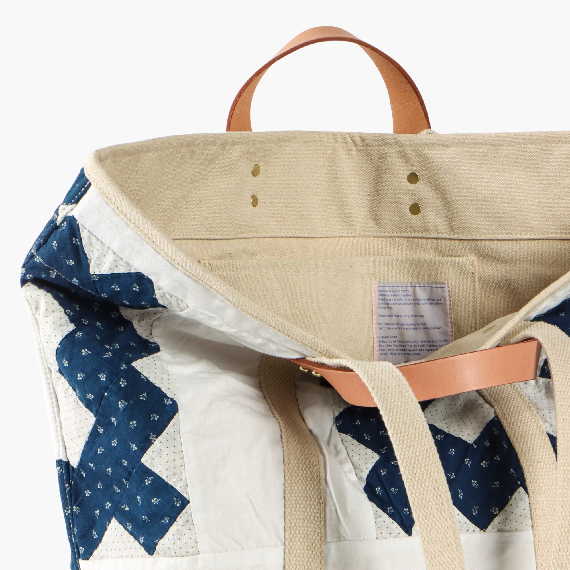 Large East West Tote | Blue Calico Quilt