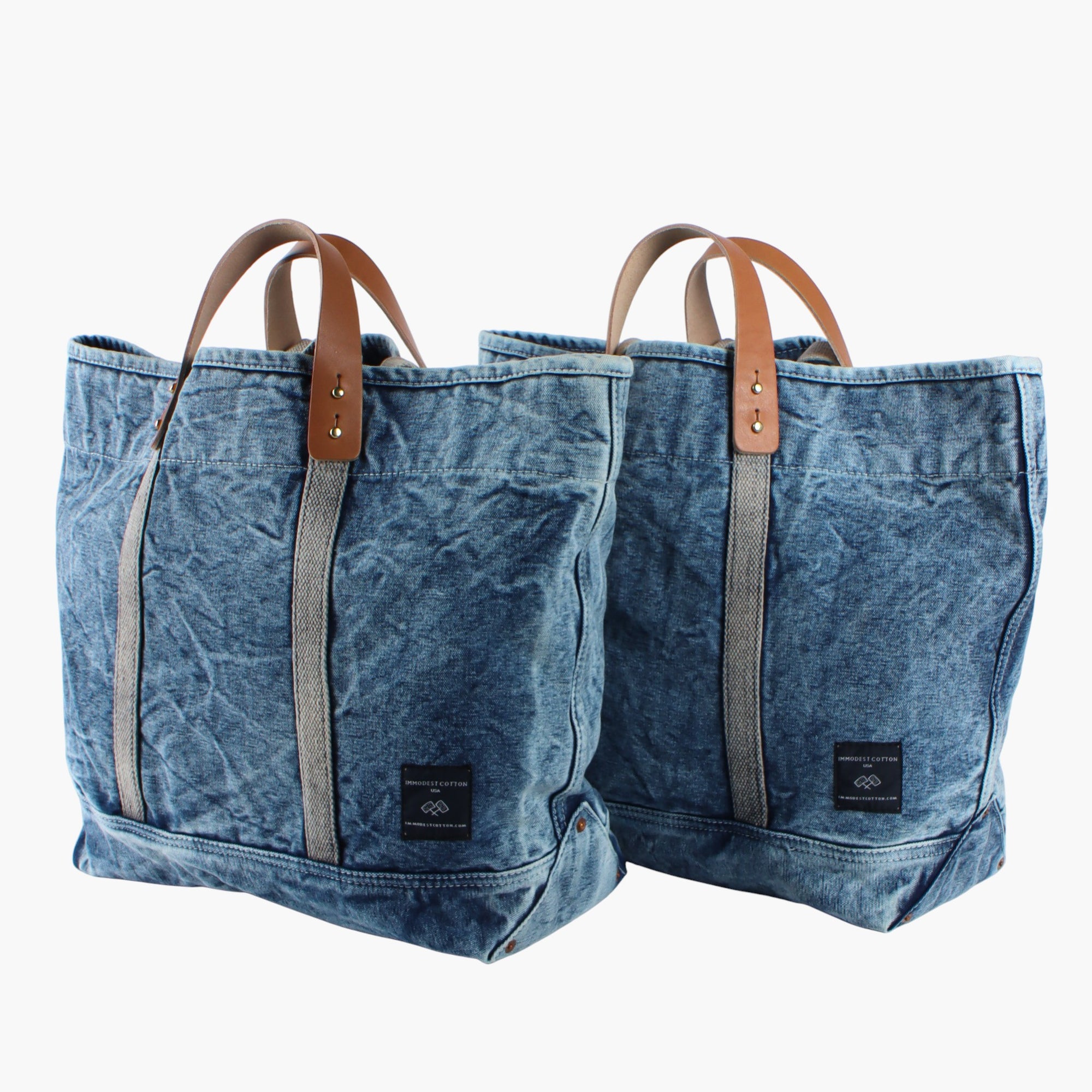Large East West Tote | Washed Denim
