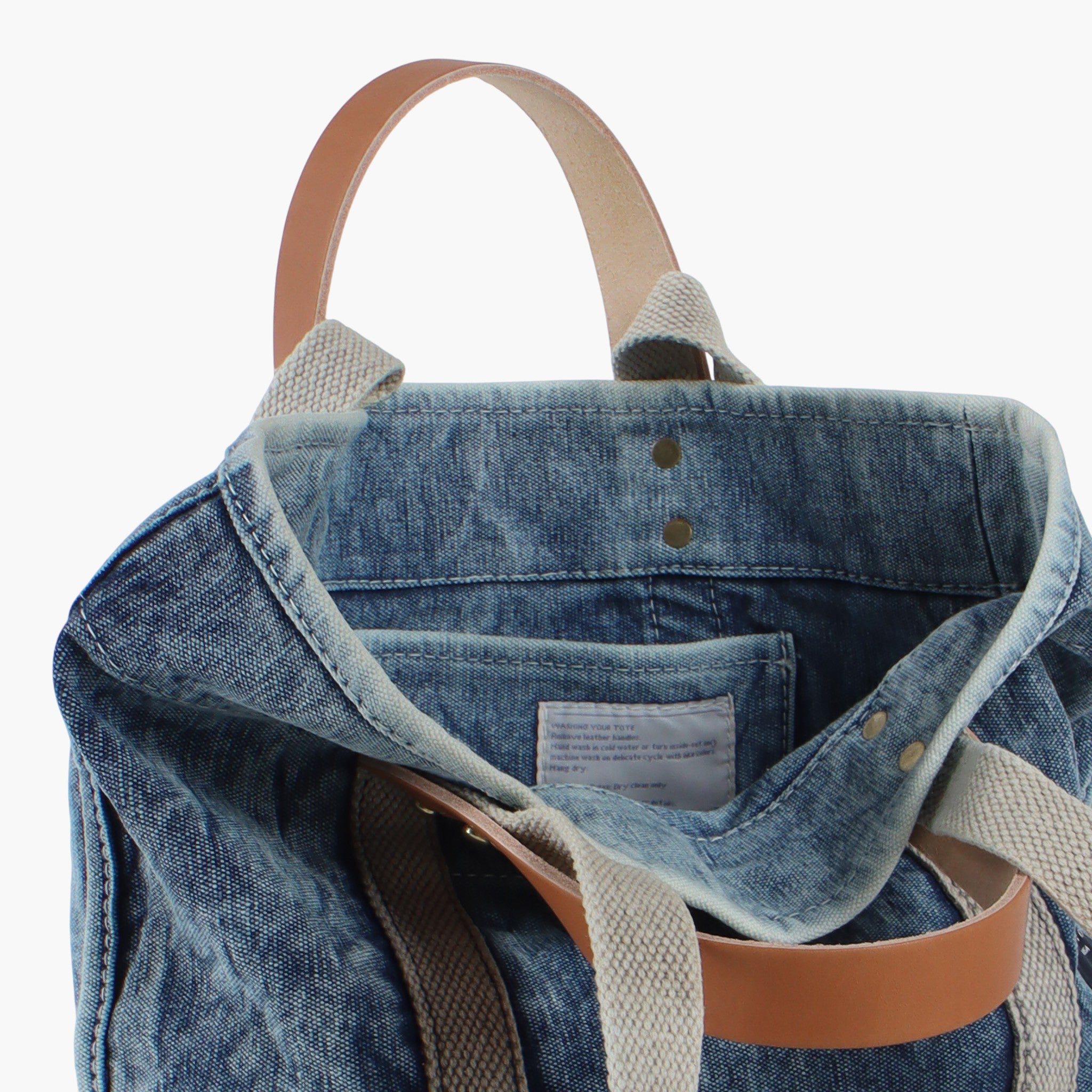 m. own.TRAUM◇wash帆布+LIBERTYフランダースリネンtote Lunch Tote | Washed Denim – IMMODEST COTTON