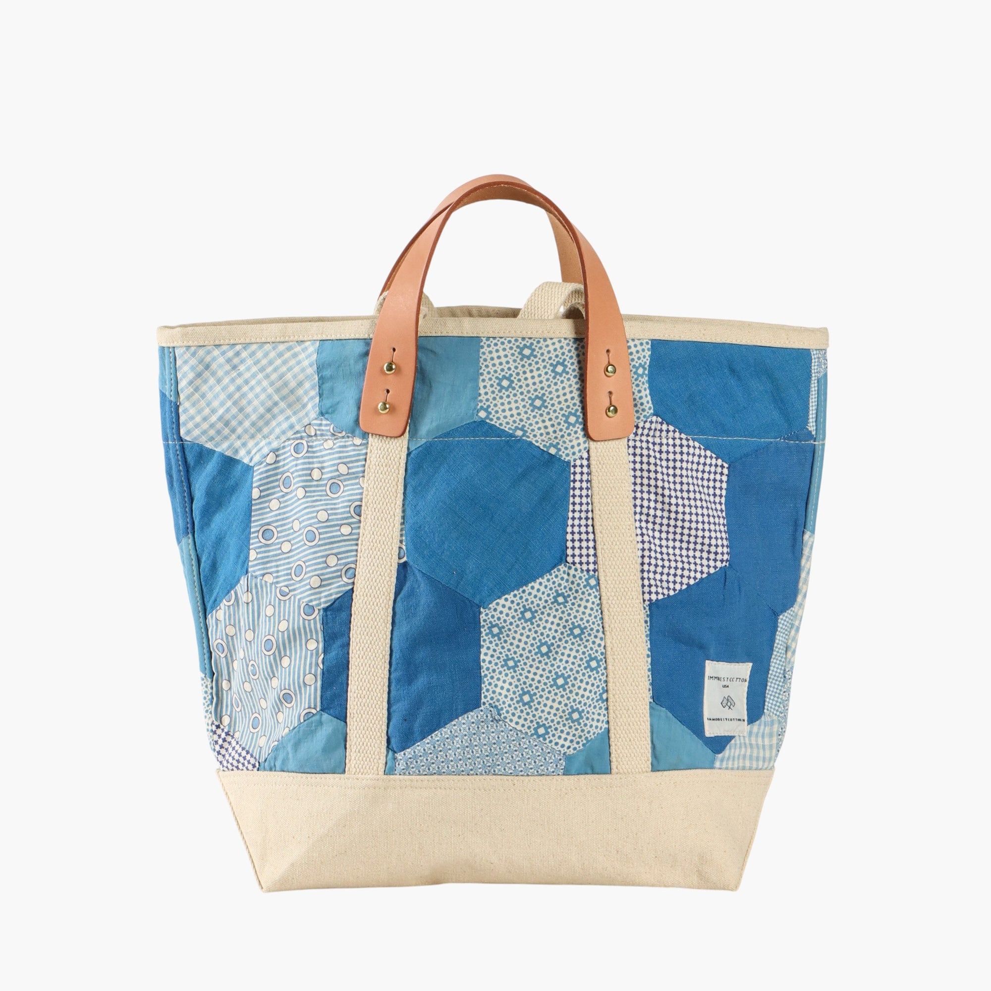 Small East West Tote | Blue Geo Quilt