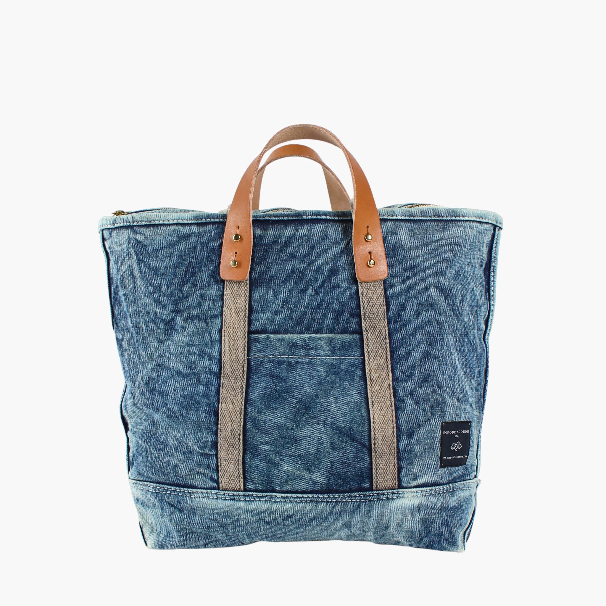 Small Zipper Tote | Washed Denim – IMMODEST COTTON
