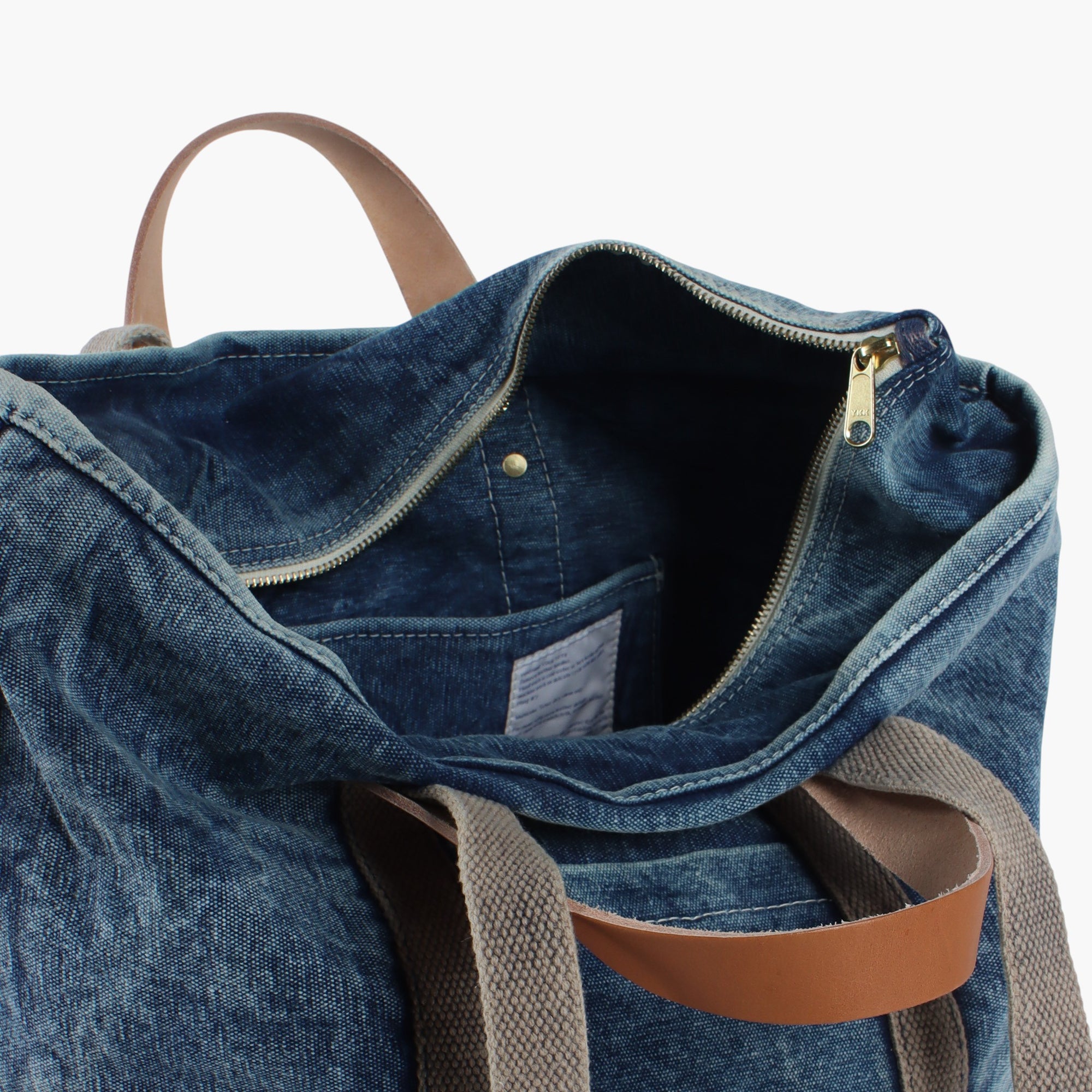 Small Zipper Tote | Washed Denim