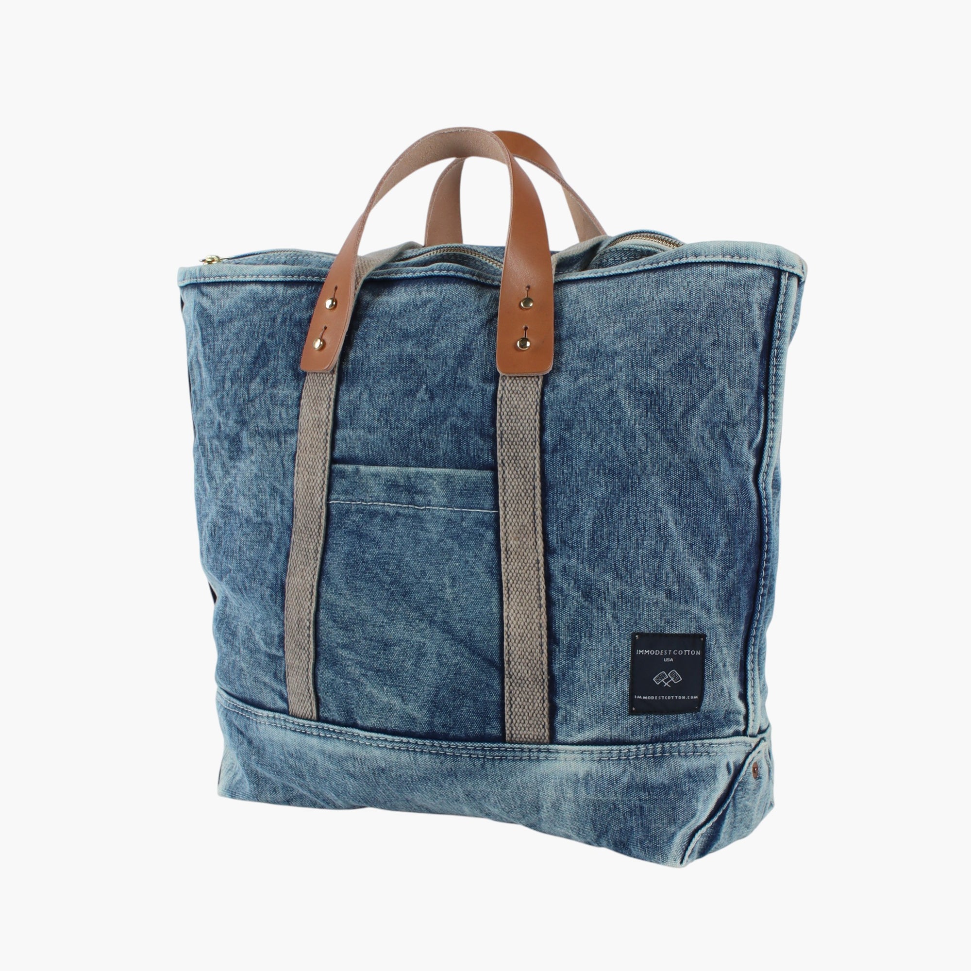 Small Zipper Tote | Washed Denim